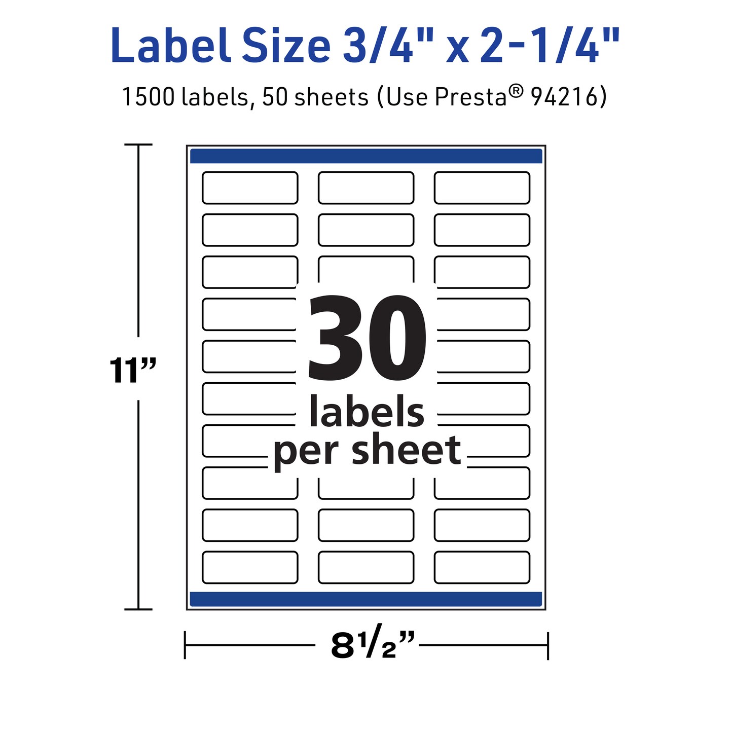 Avery TrueBlock Matte White Paper Labels, 3/4" x 2-1/4" Rectangle