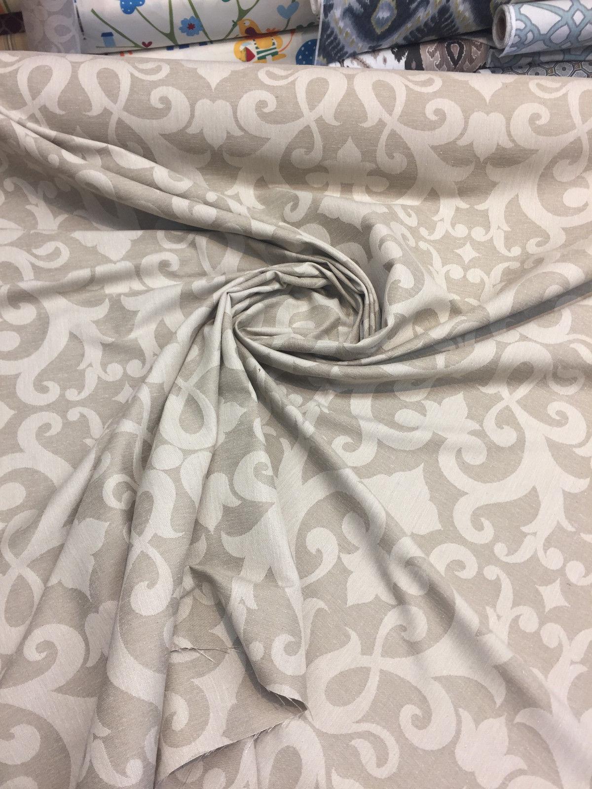 1 Yard Damask Dark Beige Cotton Polyester Drapery Upholstery Fabric 58 Inches Wide