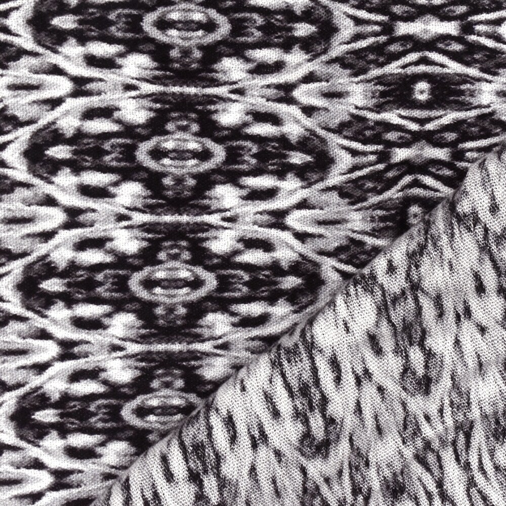 Black-Gray-Multi Abstract Kaleidoscope Printed Cotton Gauze Fabric By the Yard