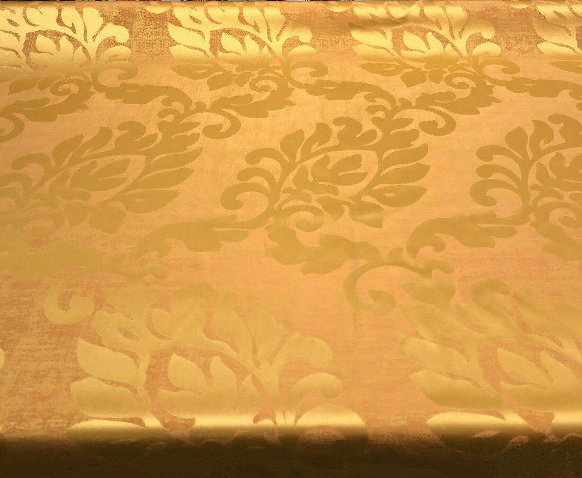 1 Yard Orange Gold Jacobean Reversible Drapery Upholstery Fabric Polyester Medium Weight 56 Inches Wide