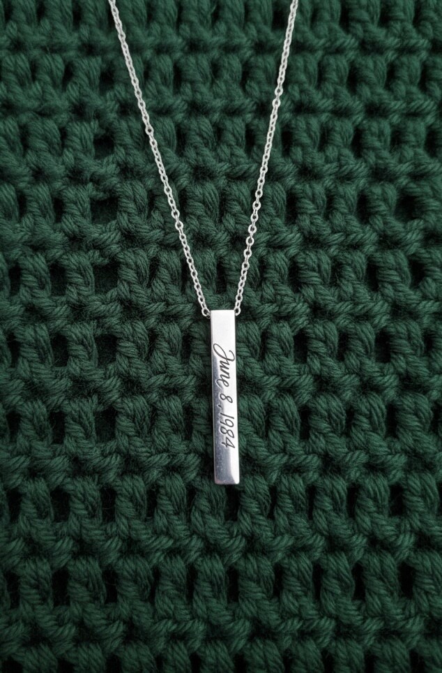 Personalized Couples Anniversary Wedding Stainless Column Necklace