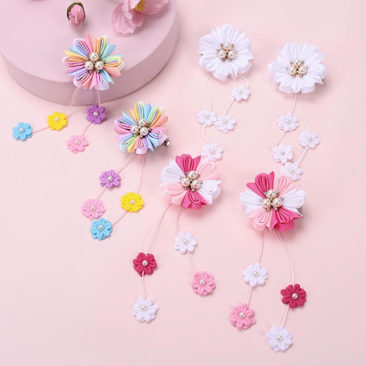 6PCS Flower Hair Bows Clips (Flower Bows-A)