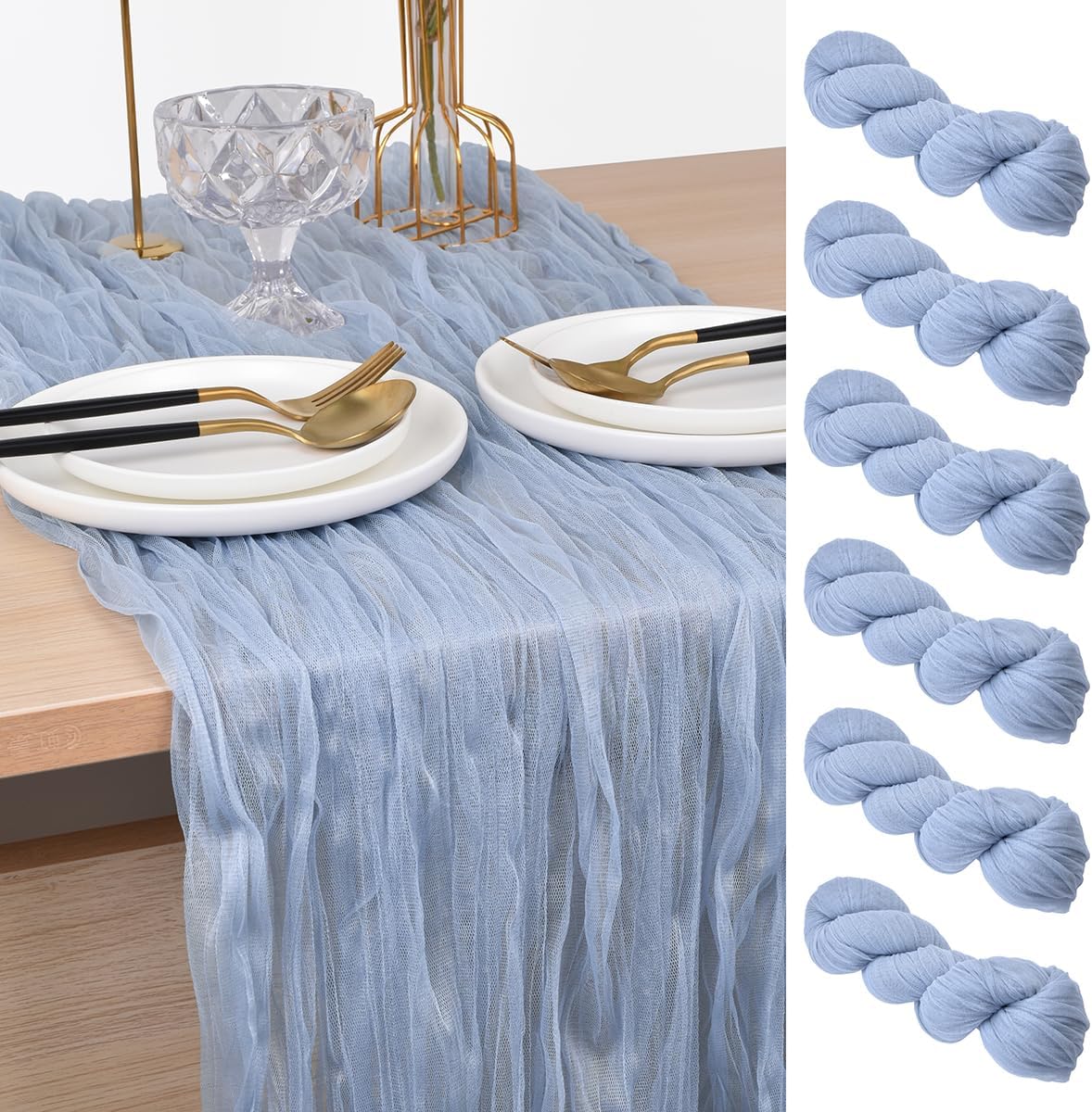 Blue Spring Summer Cheesecloth Table Runner 10Ft Rustic Gauze Boho Cheese Cloth