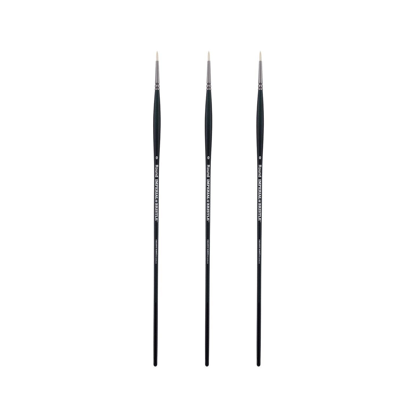 Creative Mark Imperial Professional Chungking Hog Bristle Brush - Round Sets of 3, Handmade Long Handle Oil Paint Brushes for Artists, Nickel-Plated Brass Ferrules, Stiff Yet Soft Natural Bristles