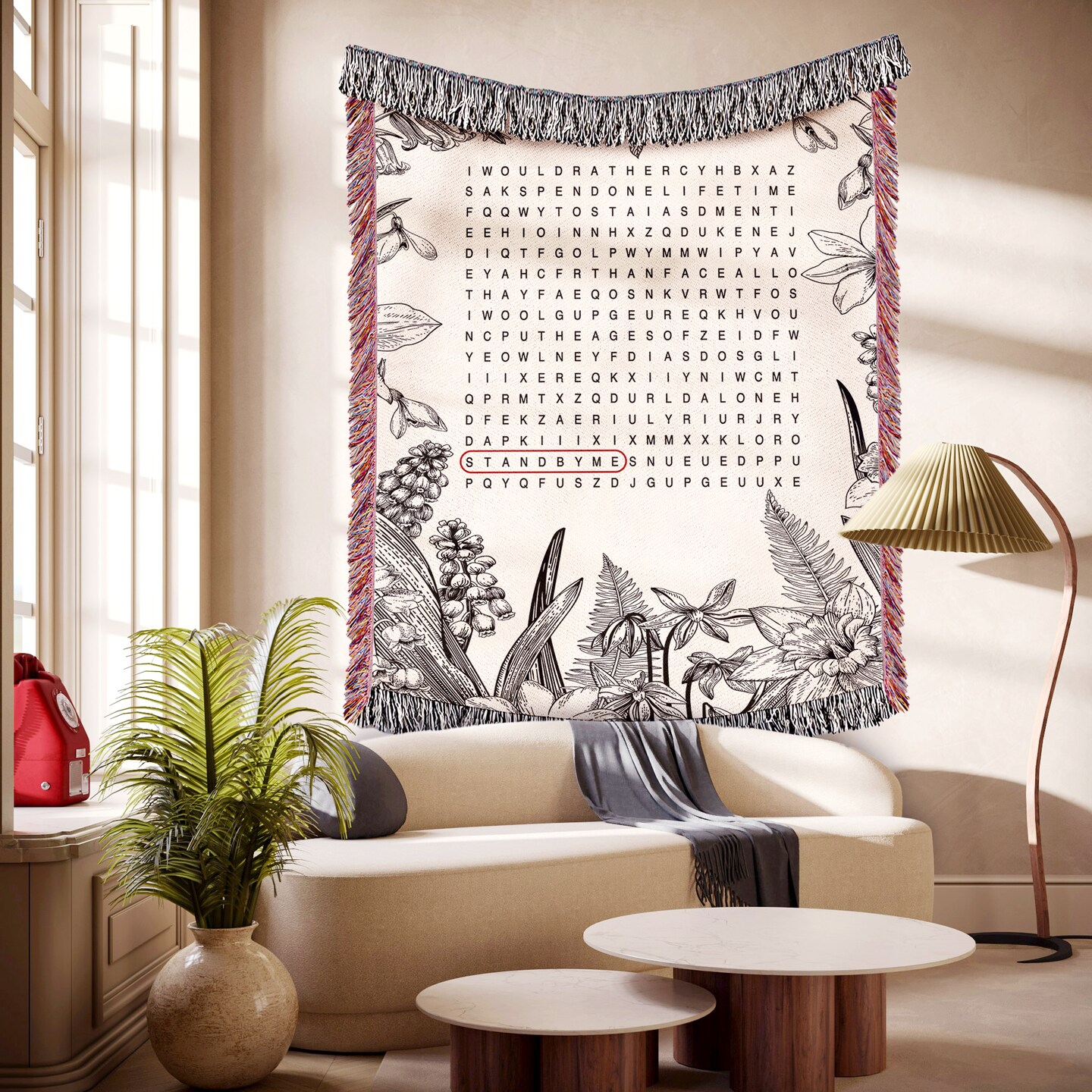Custom Word Search Puzzle Cotton Blanket, Couple Anniversary Puzzle Tapestry, Customized Hidden Message Gift for Moms, Family Name Blanket product 2