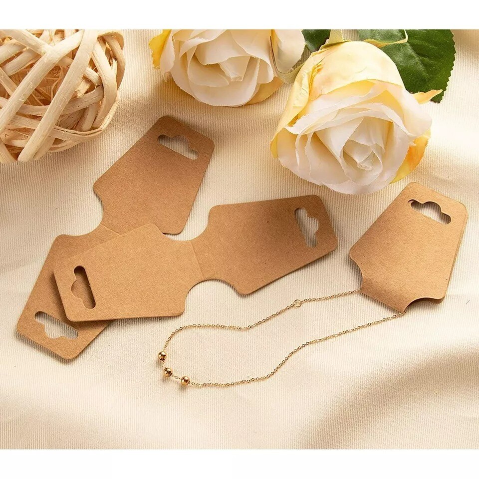 200 Pack Necklace Bracelet Display Card Fold Over Jewelry Hanging Selling Holder
