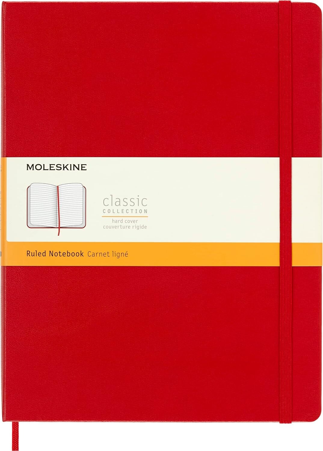 Classic Notebook, Hard Cover, XL (7.5&#x22; X 9.5&#x22;) Ruled/Lined, Scarlet Red, 192 Pages