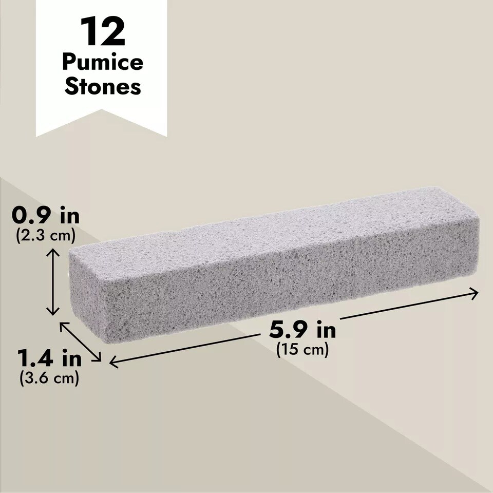 12-Pack Pumice Stones for Cleaning - Toilet Bowl Cleaner (Gray)