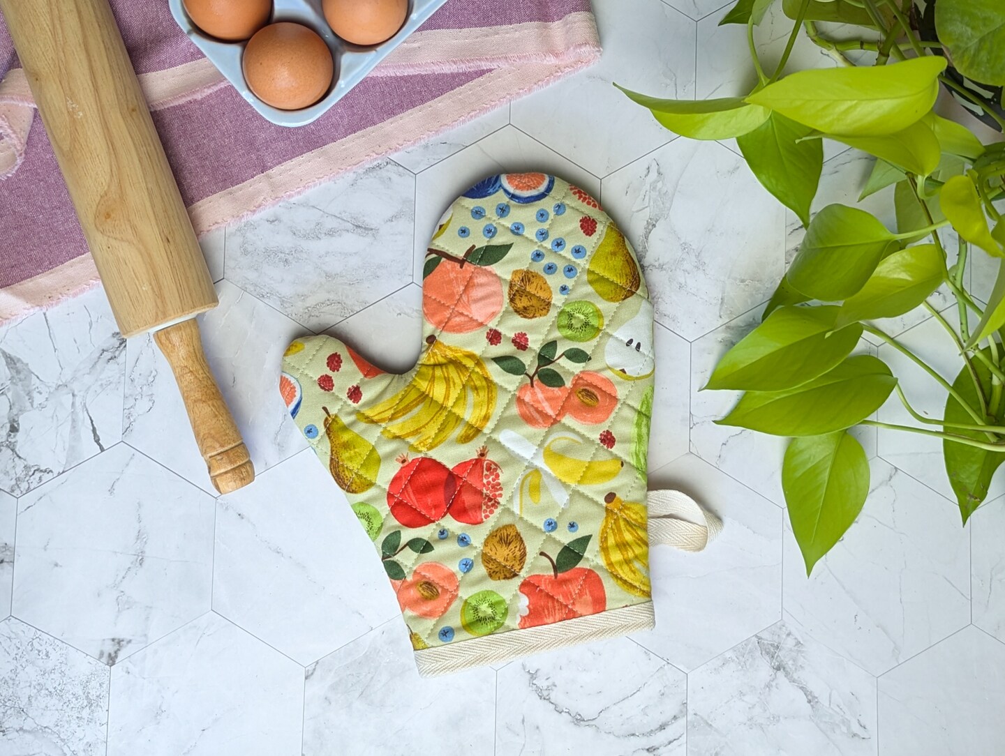 Fruit Stand Cream Rifle Paper Co Fabric Oven Mitt | MakerPlace by