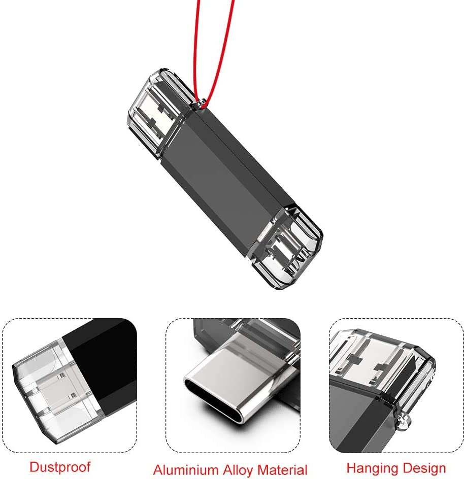 256GB USB C Flash Drive 2 in 1 OTG USB 3.0 + USB C Memory Stick with Keychain Dual Type C USB Thumb Drive Photo Stick Jump Drive for Android Smartphones, Computer, Tablet, PC