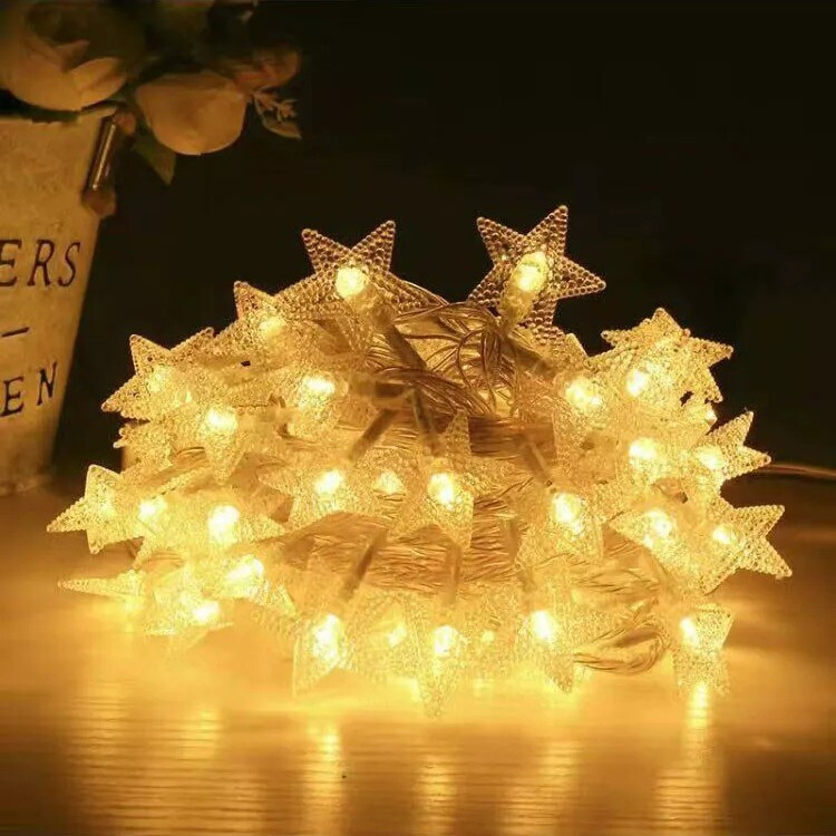 Battery Operated 50 LED Star Fairy String Lights Lamp Christmas Party Home Decor