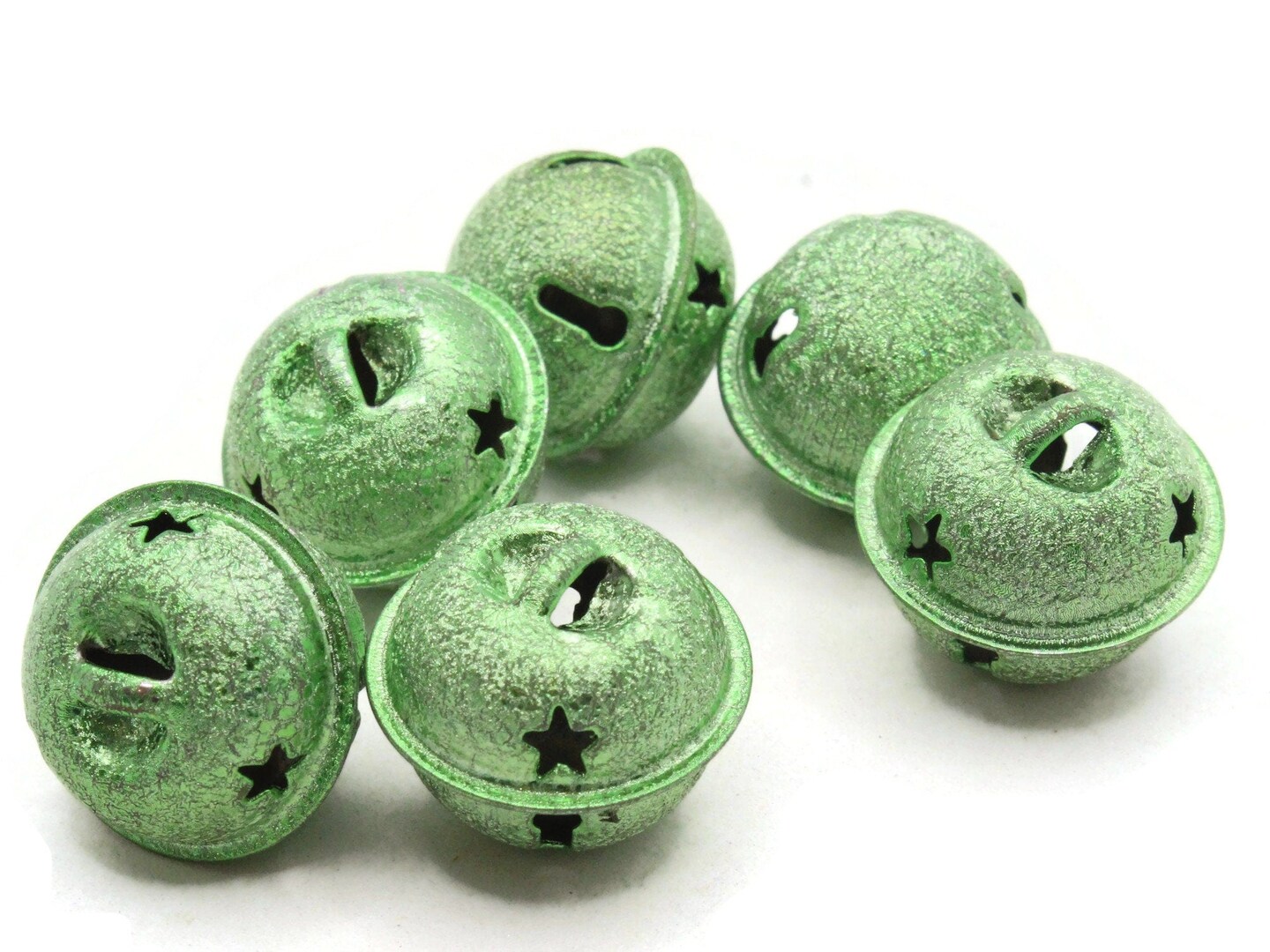 6 Green Jingle Bells 24mm Bells Christmas Sleigh Bell Charms