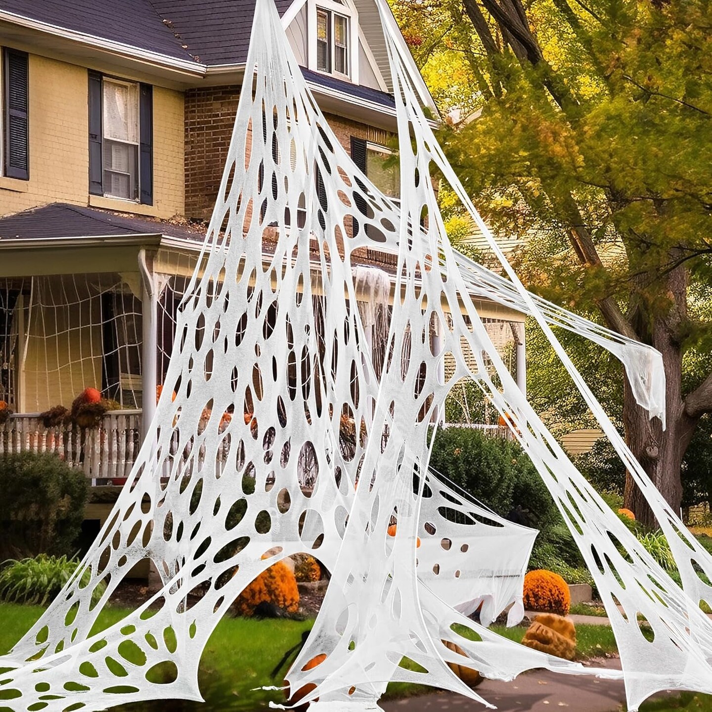 1000Sqft Halloween Giant Spider Web Decoration,Cut Your Own Stretchy Spider Netting, DIY Spooky Flexible Spider Webs Decor for Halloween Haunted House Outdoor Decorations Holiday Party Supplies