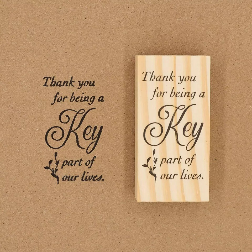 Wooden Rubber Stamp for Tags, Wedding Guest Favors (Thank You Cursive)