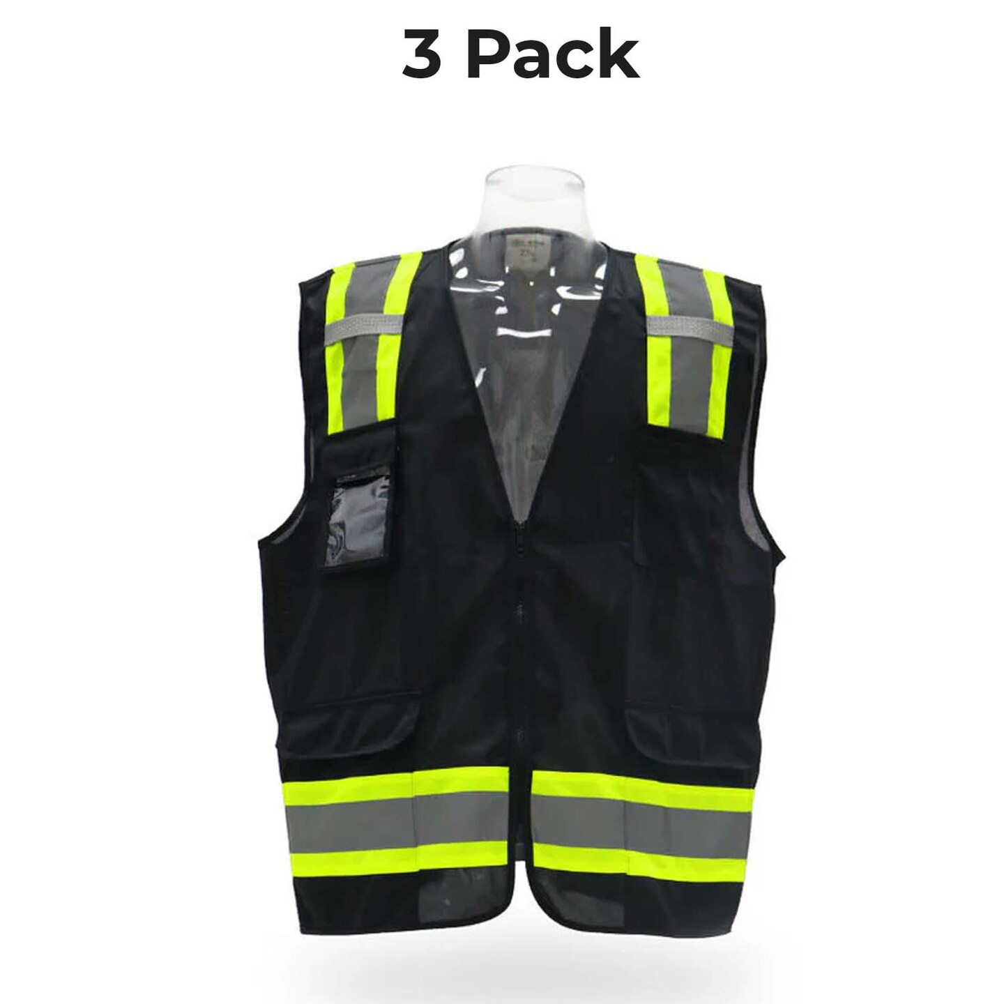 High Visibility Safety Vests Reflective Zipper Front with Pockets Work Gear