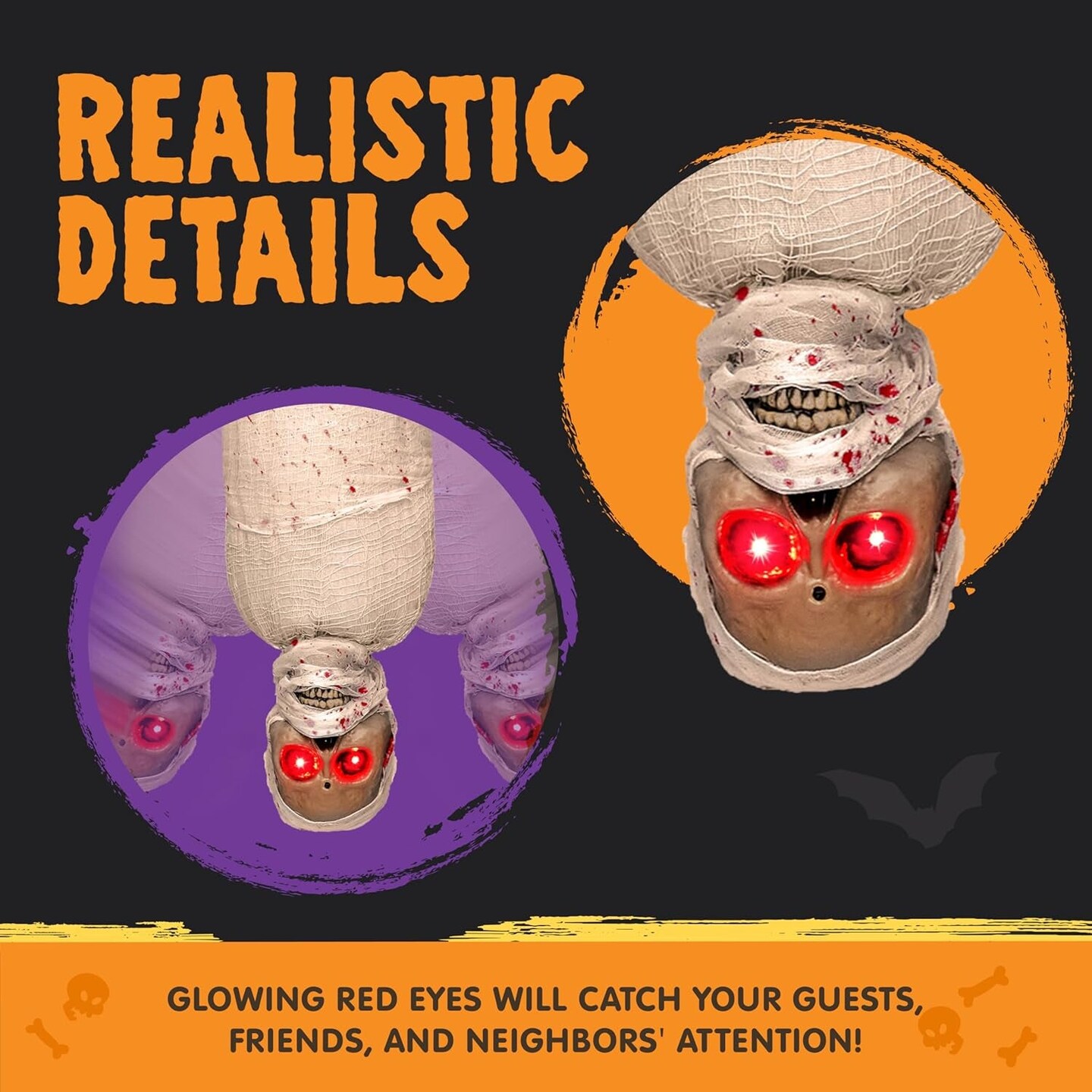 35&#x22; Halloween Animated Hanging Corpse with LED Light up Eyes &#x26; Sound Effect for Indoor and Outdoor Decorations