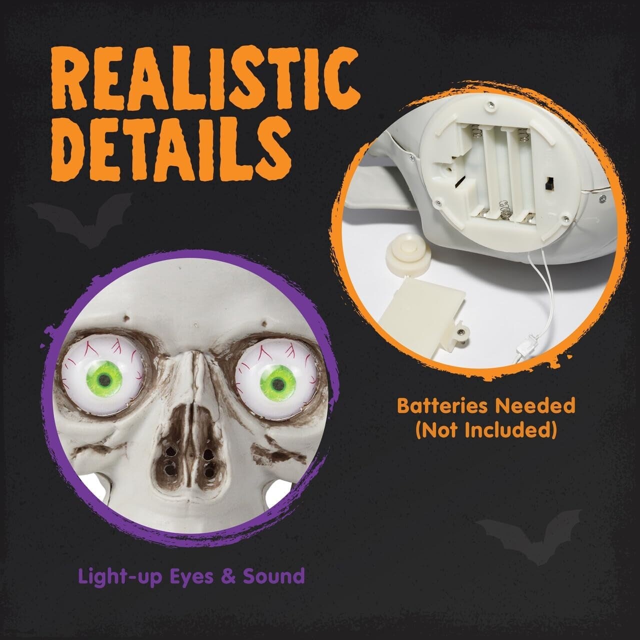 Skull Halloween Decorations Indoor Table Desk Home Decor Haunted House Halloween Animatronics Sound Activated LED Lights up Eyes Party Supplies Animated Skull Scary Moving Eyeballs