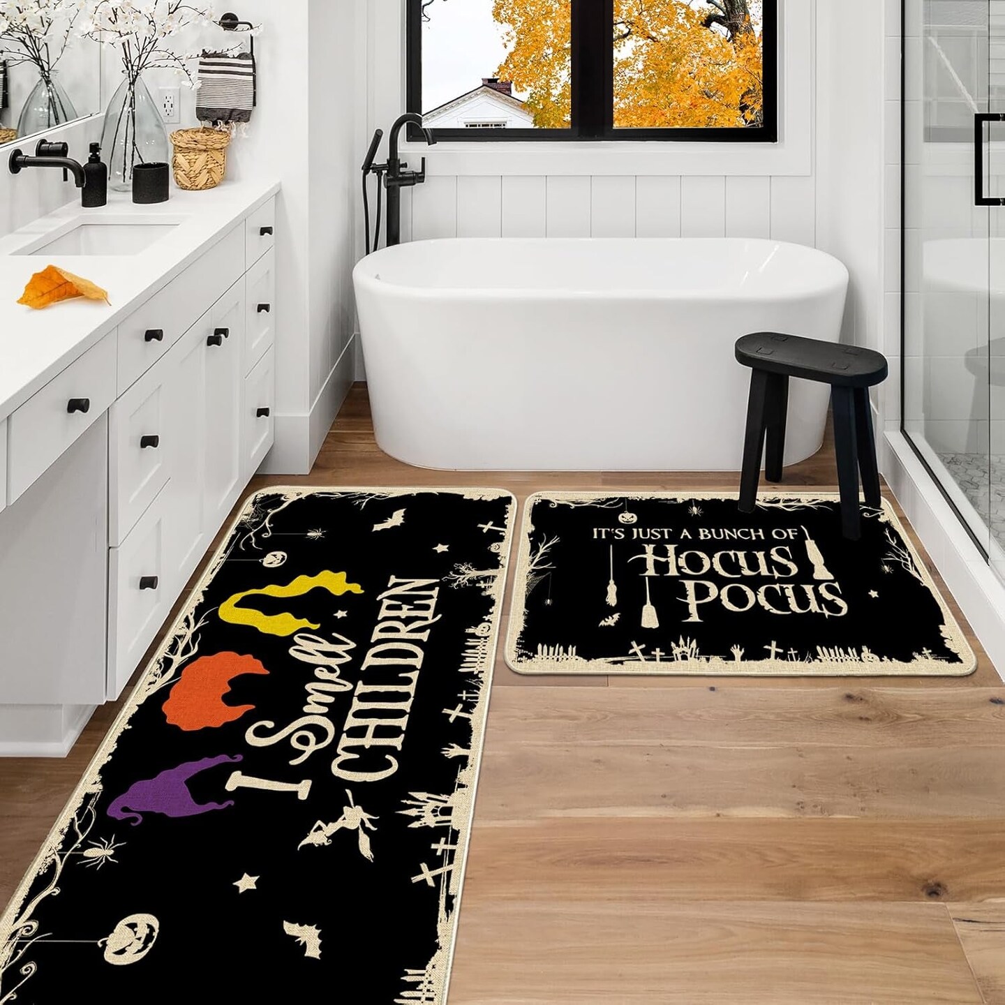 Halloween Kitchen Mats, Kitchen Rugs - Witches Halloween Kitchen Decor for Floor - Halloween Decorations for Home 17&#x22;X27+17&#x22;X47&#x22;