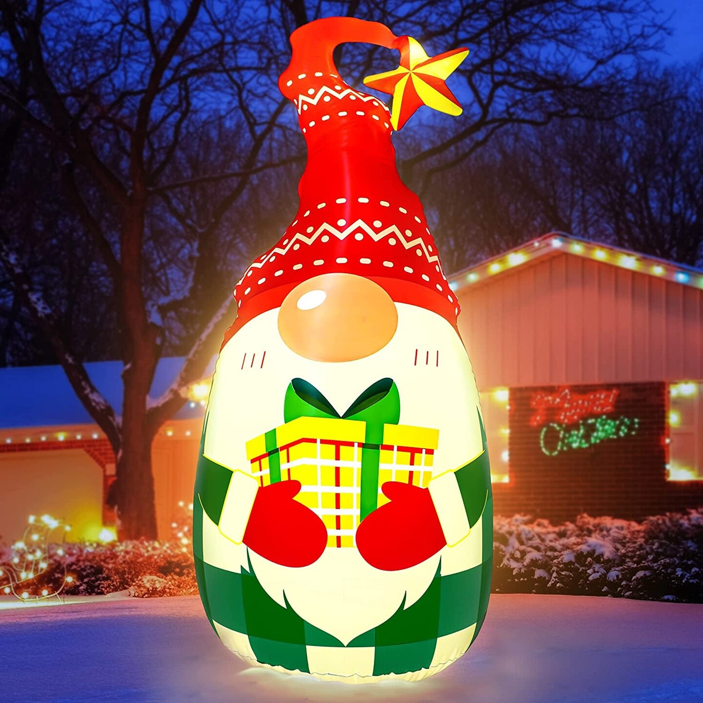 6 shops FT Christmas Inflatables Christmas Gnomes with Wreath Christmas