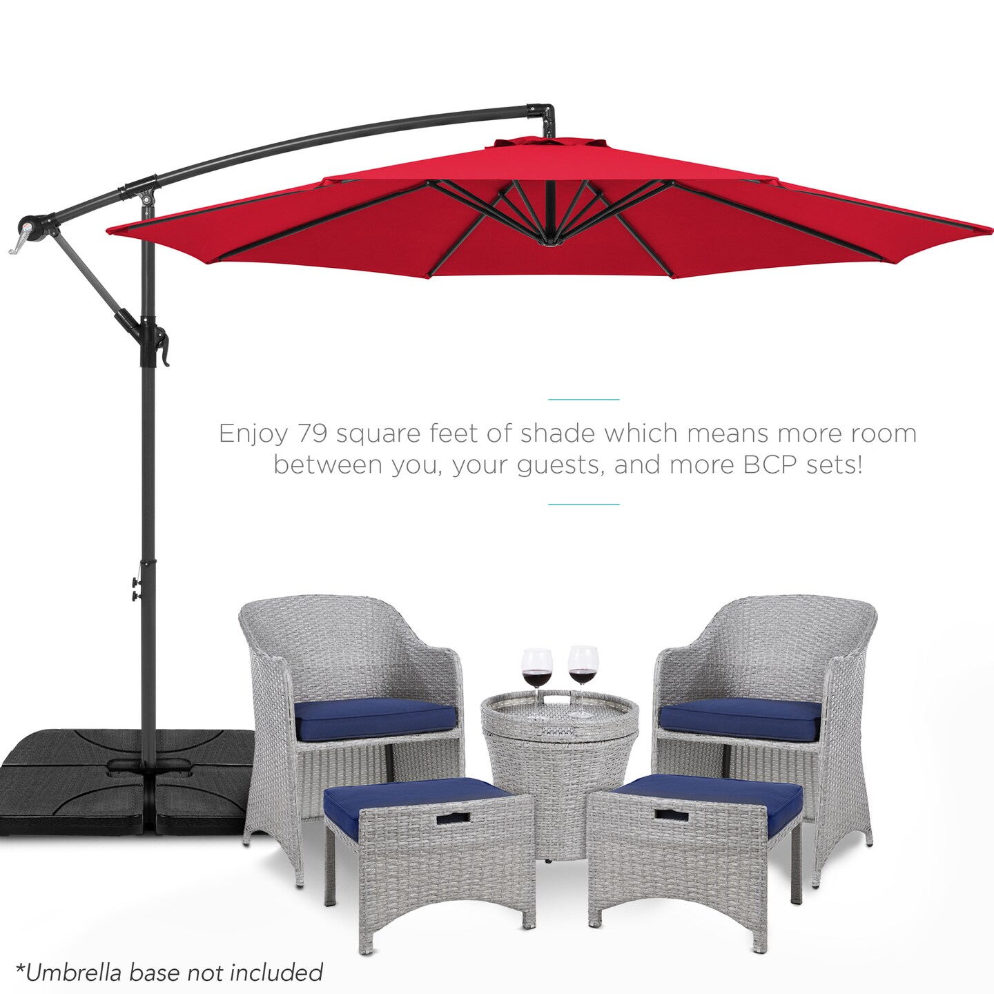 Best Choice Products 10ft Offset Hanging Outdoor Market Patio Umbrella w/ Easy Tilt Adjustment