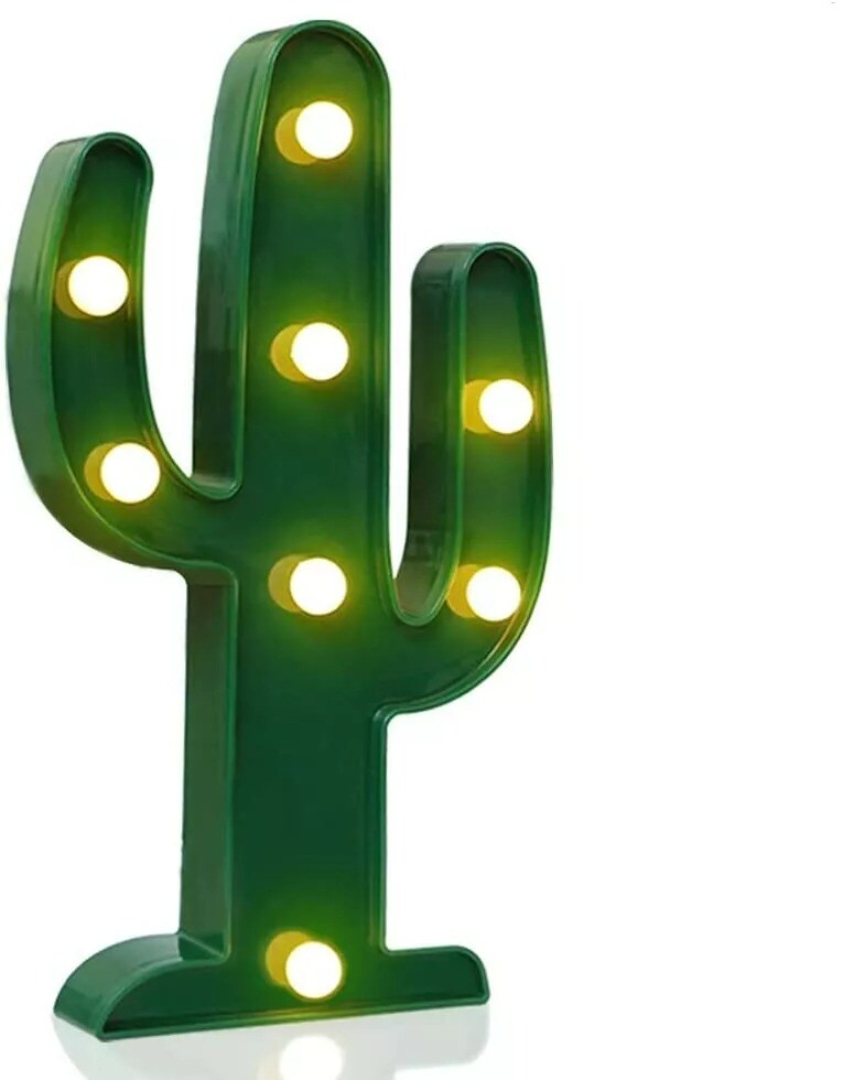 Novelty Place Designer Cactus Marquee Sign Lights Warm White LED Lamp