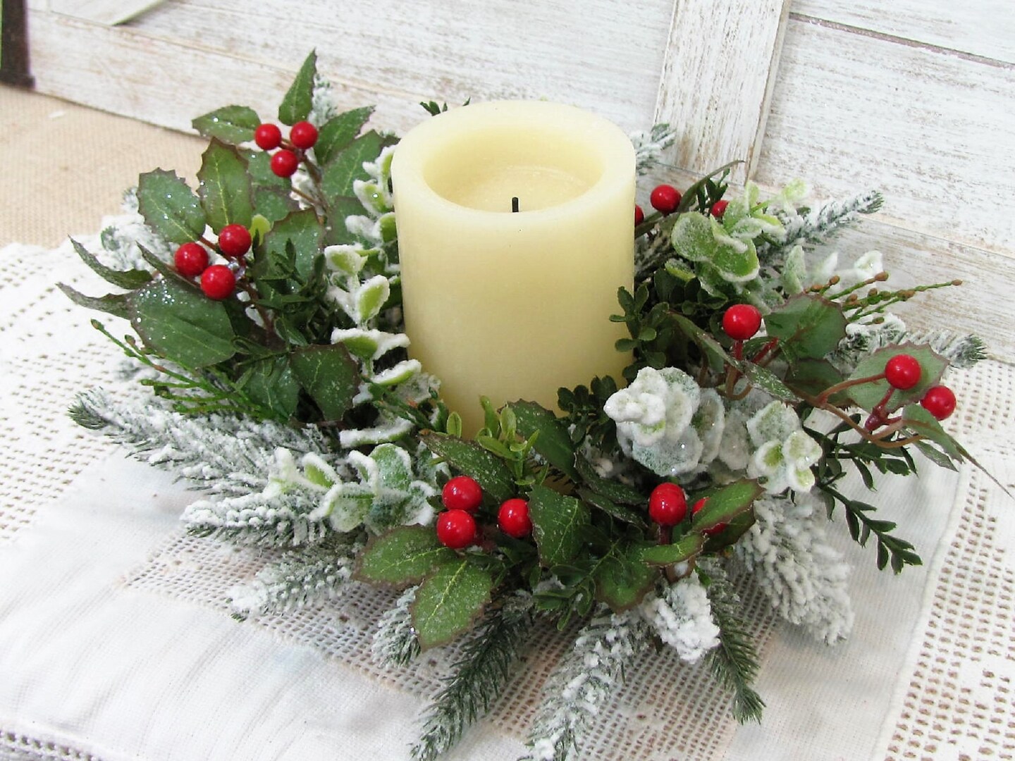 4 PCS Artificial Easter Egg Candle Ring Wreath Spring Pastel Mix Berry