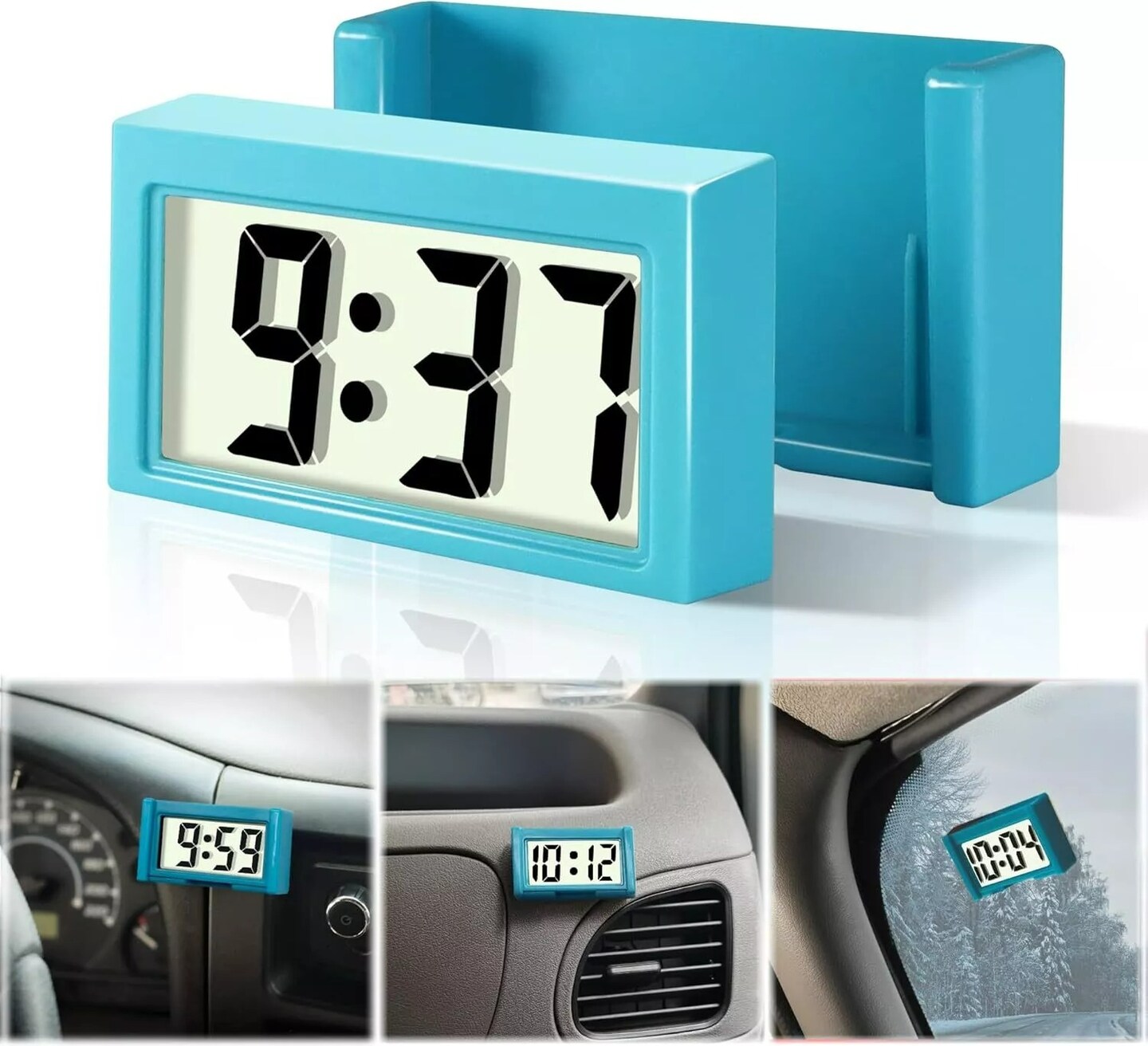Car Dashboard Digital Clock - Vehicle Adhesive Clock with Jumbo LCD Time