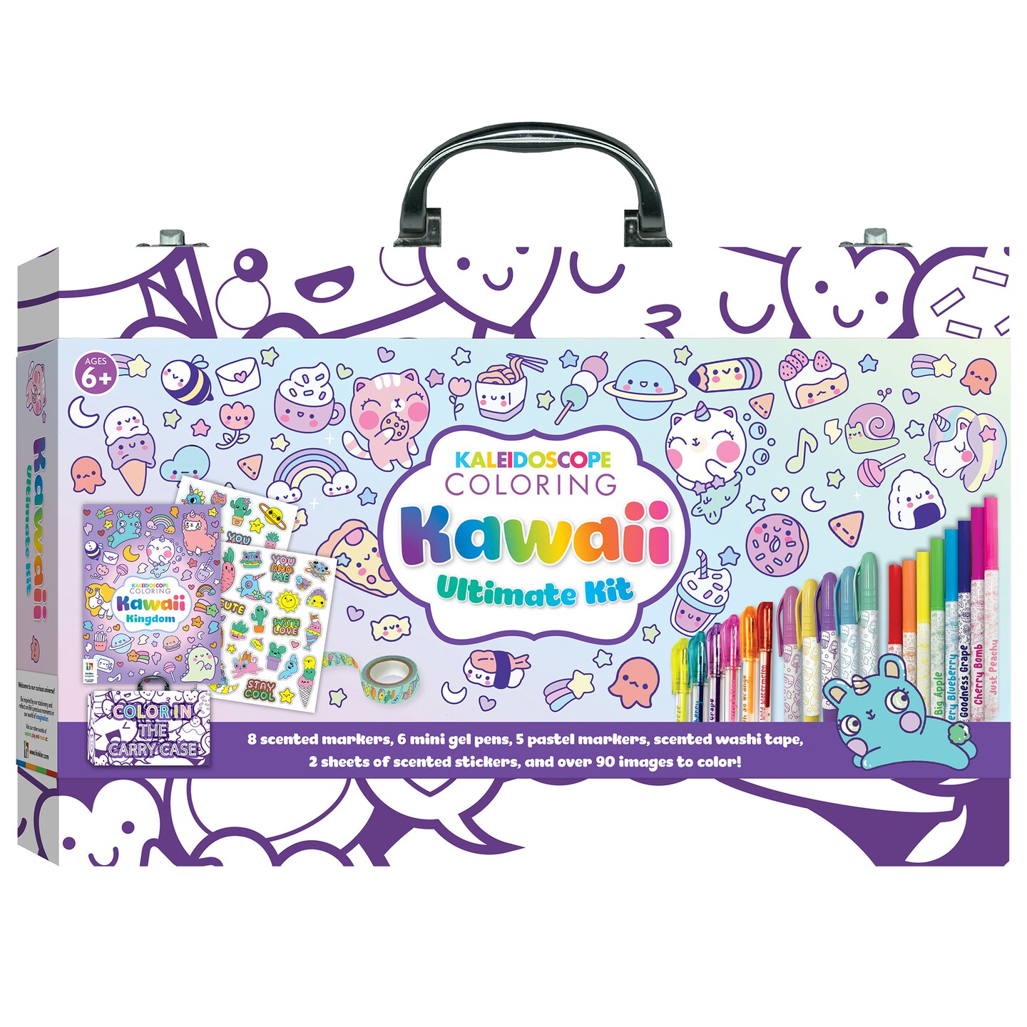 Kaleidoscope: Coloring Kawaii Ultimate Kit - Kids Cute Carry Case Kit Includes Scented Markers, Stationery & Stickers, Color In The Case, Ages 6+