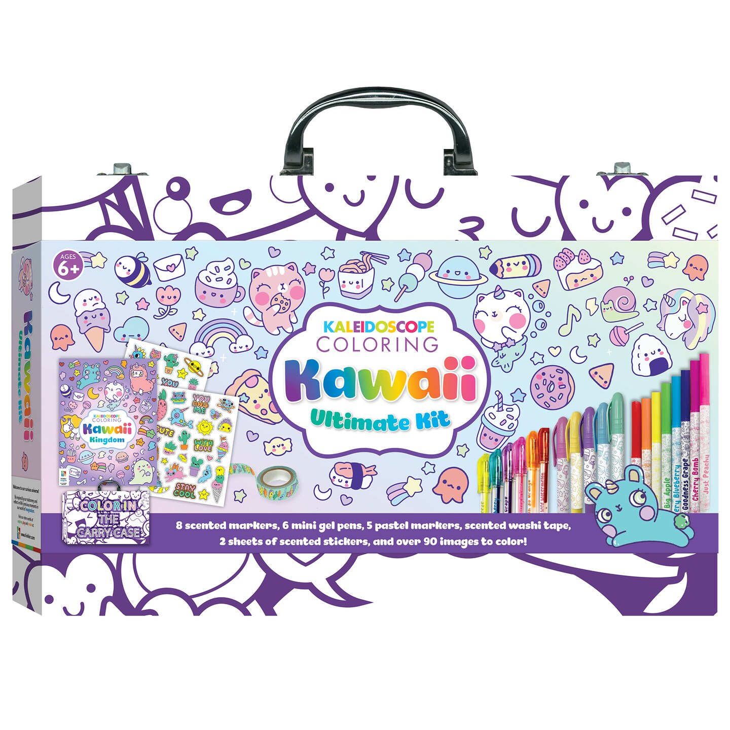 Kaleidoscope: Coloring Kawaii Ultimate Kit - Kids Cute Carry Case Kit Includes Scented Markers, Stationery &#x26; Stickers, Color In The Case, Ages 6+