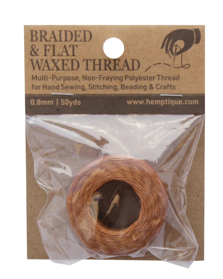 Hemptique Multi-Purpose 0.8mm Braided &#x26; Flat Poly Waxed Thread Card