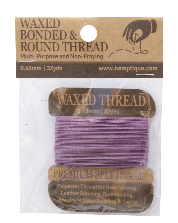 Hemptique Multi-Purpose 0.45mm Waxed Bonded & Round Poly Thread Card