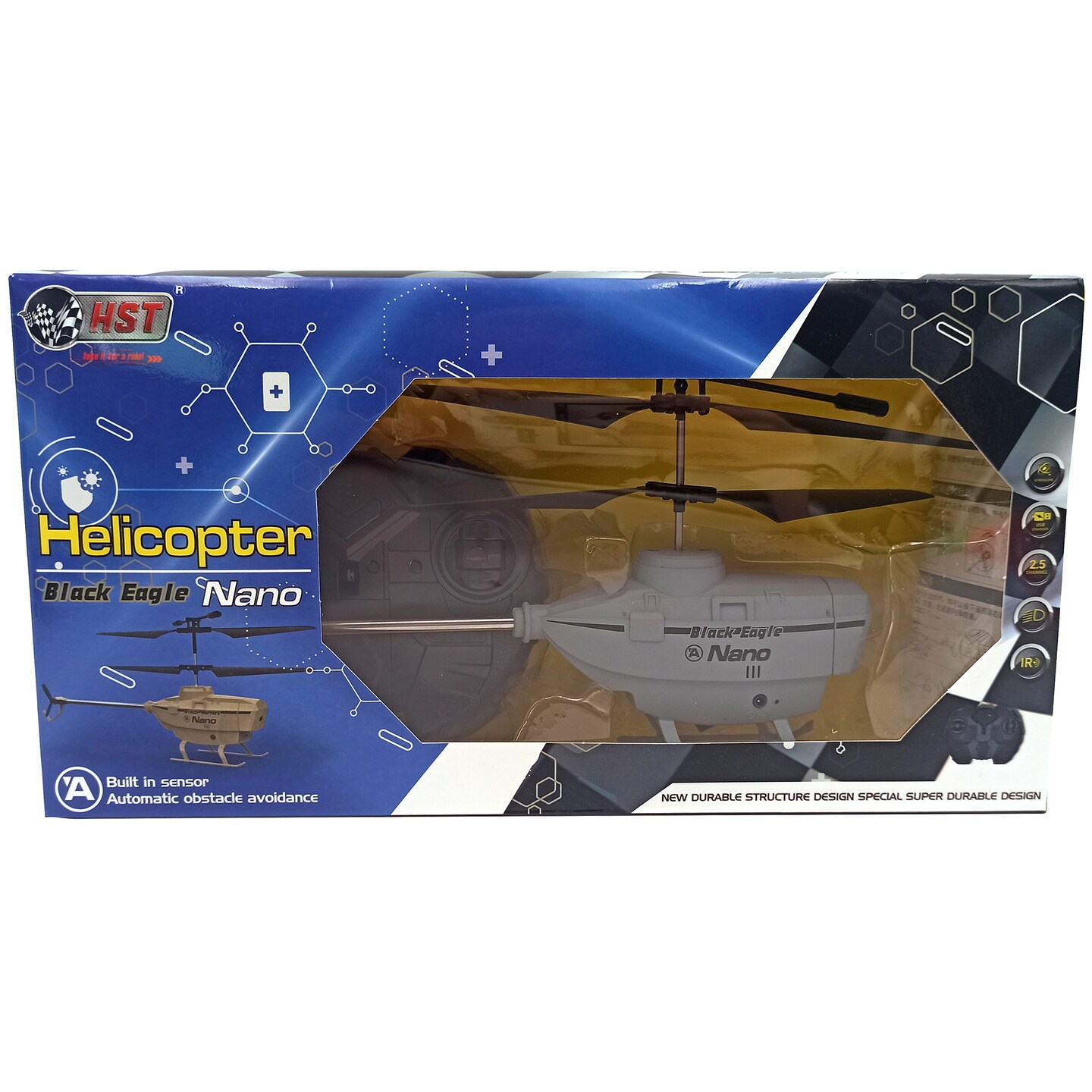 HST: R/C Helicopter: Black Eagle Nano - Surprise Color: Tan OR Gray, Remote-Controlled Aircraft Vehicle, Double Blade Action, Colors Vary, Kids Age 8+
