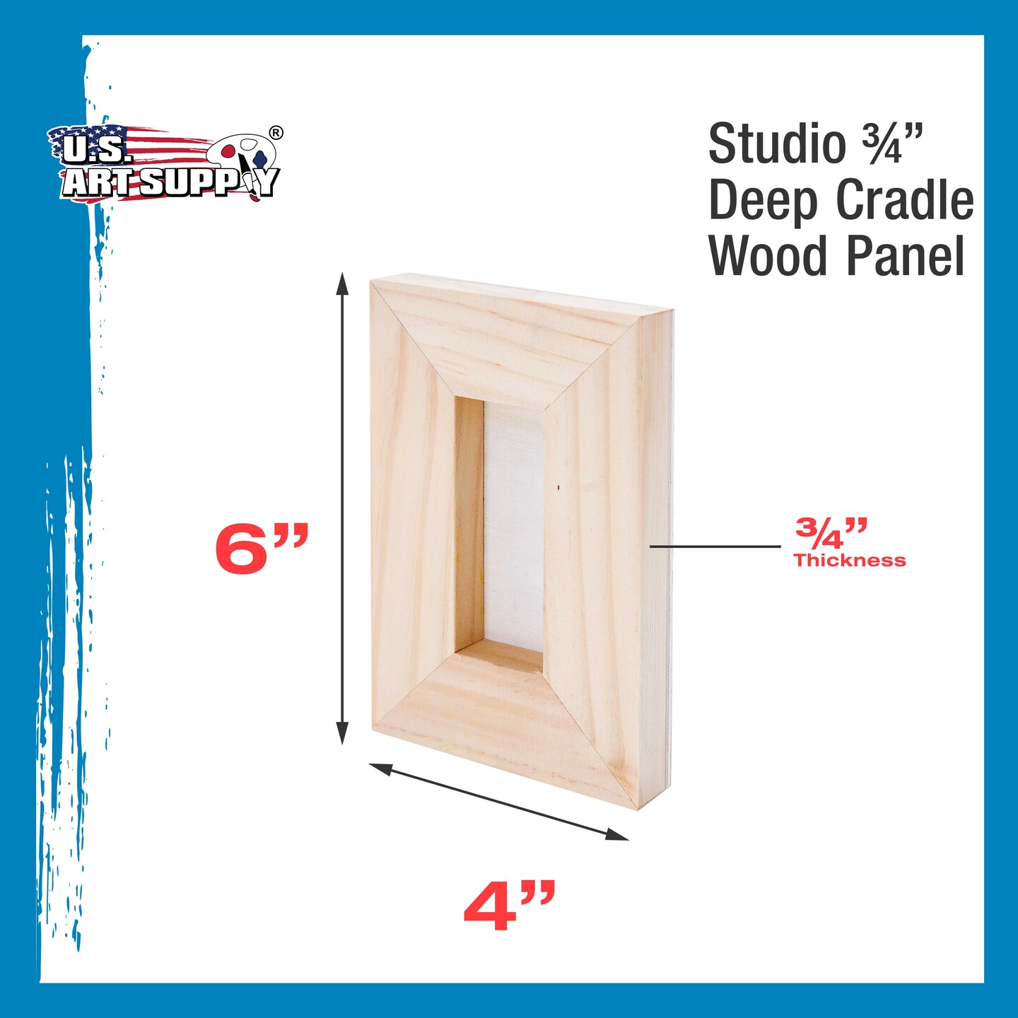 Unfinished Cradled Wood Panels for Painting, 5 Pack of 4x6 inch - Studio Birch Wooden Canvas Boards 3/4" Deep - Mixed-Media Craft, Acrylic, Oil, Encaustic, Paint Pouring Panel Board