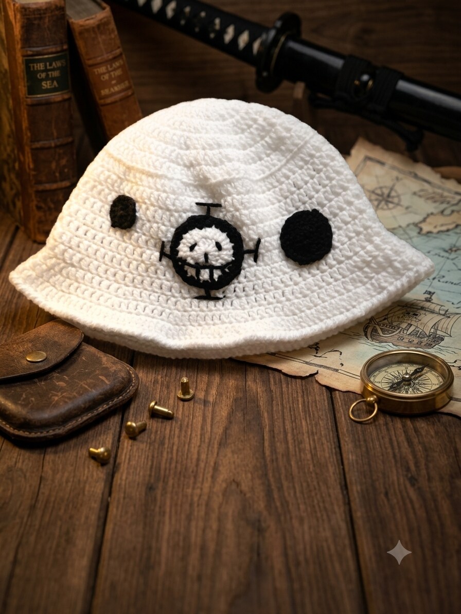Crochet Trafalgar Law Bucket Hat, Handmade Anime Heart  display picture 2