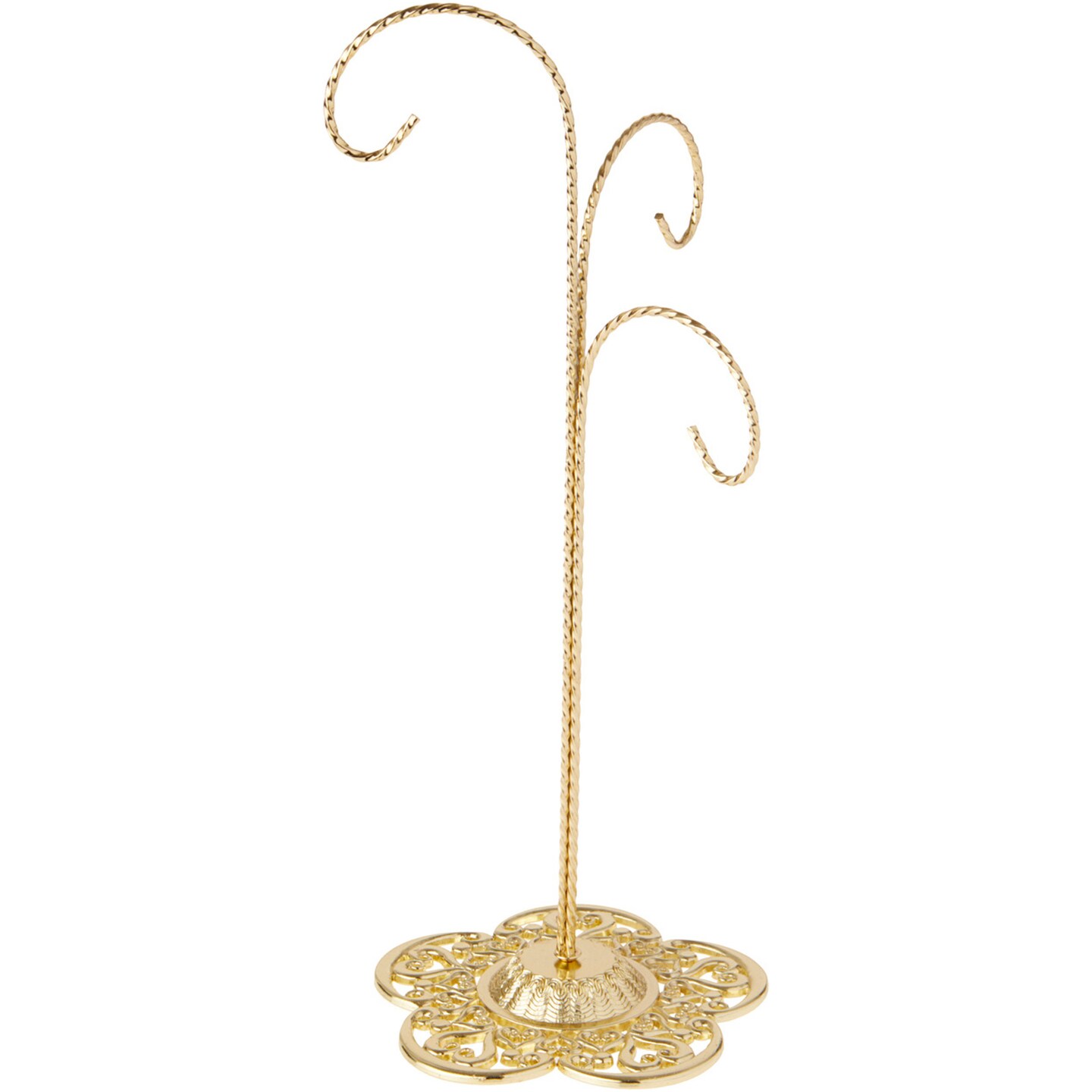 Bard&#x27;s Filigree 3 Arm Gold-toned Ornament Stand, 12.75&#x22; H x 5&#x22; W x 5&#x22; D