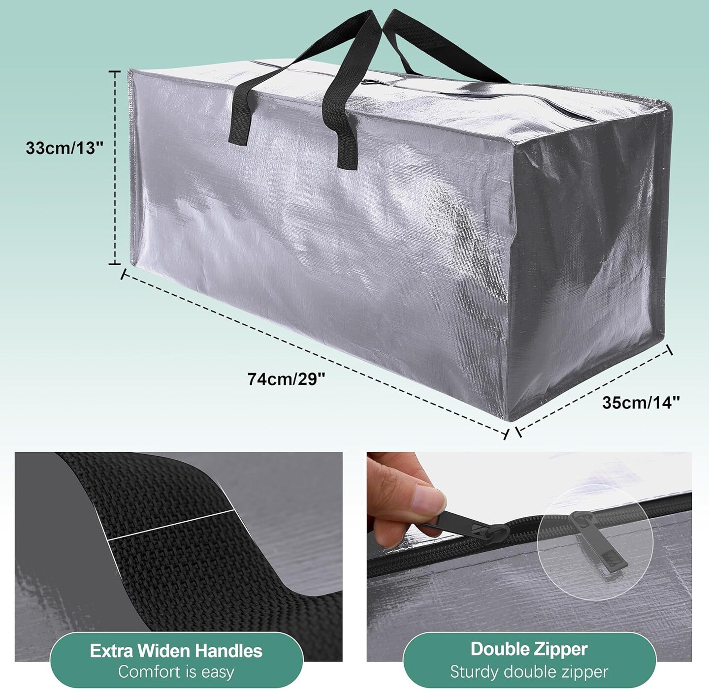 Heavy Duty Moving Bags, Extra Large Storage Totes W/Backpack Straps Strong Handles & Zippers, Alternative to Moving Boxes, Moving Supplies for Dorm Room Essentials (Silver, 8 Pack)