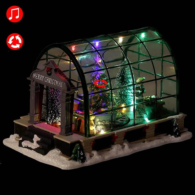 Village Greenhouse, Christmas Collectible House Ballroom Display Xmas Home Accent Tabletop Decoration, Musical Battery-Operated