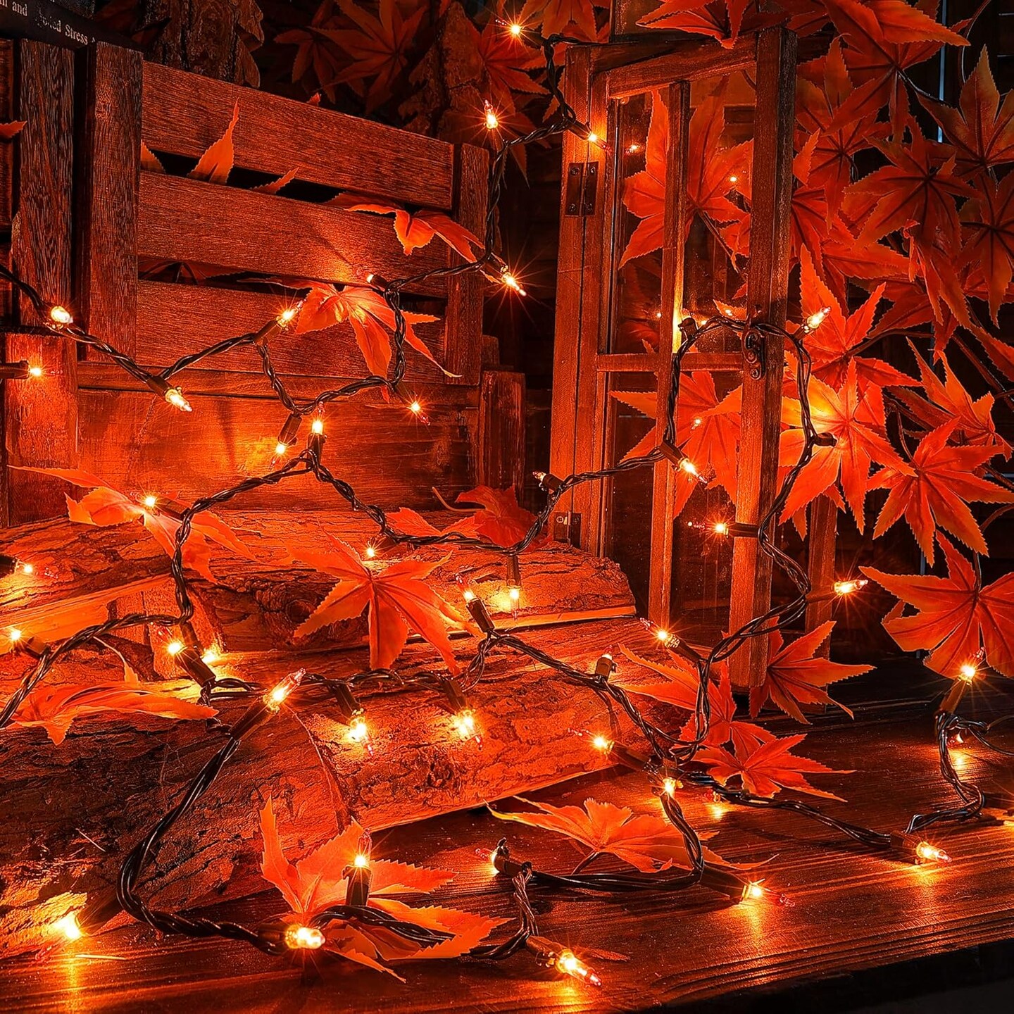 2 PACK - Orange Thanksgiving Mini Lights - Orange