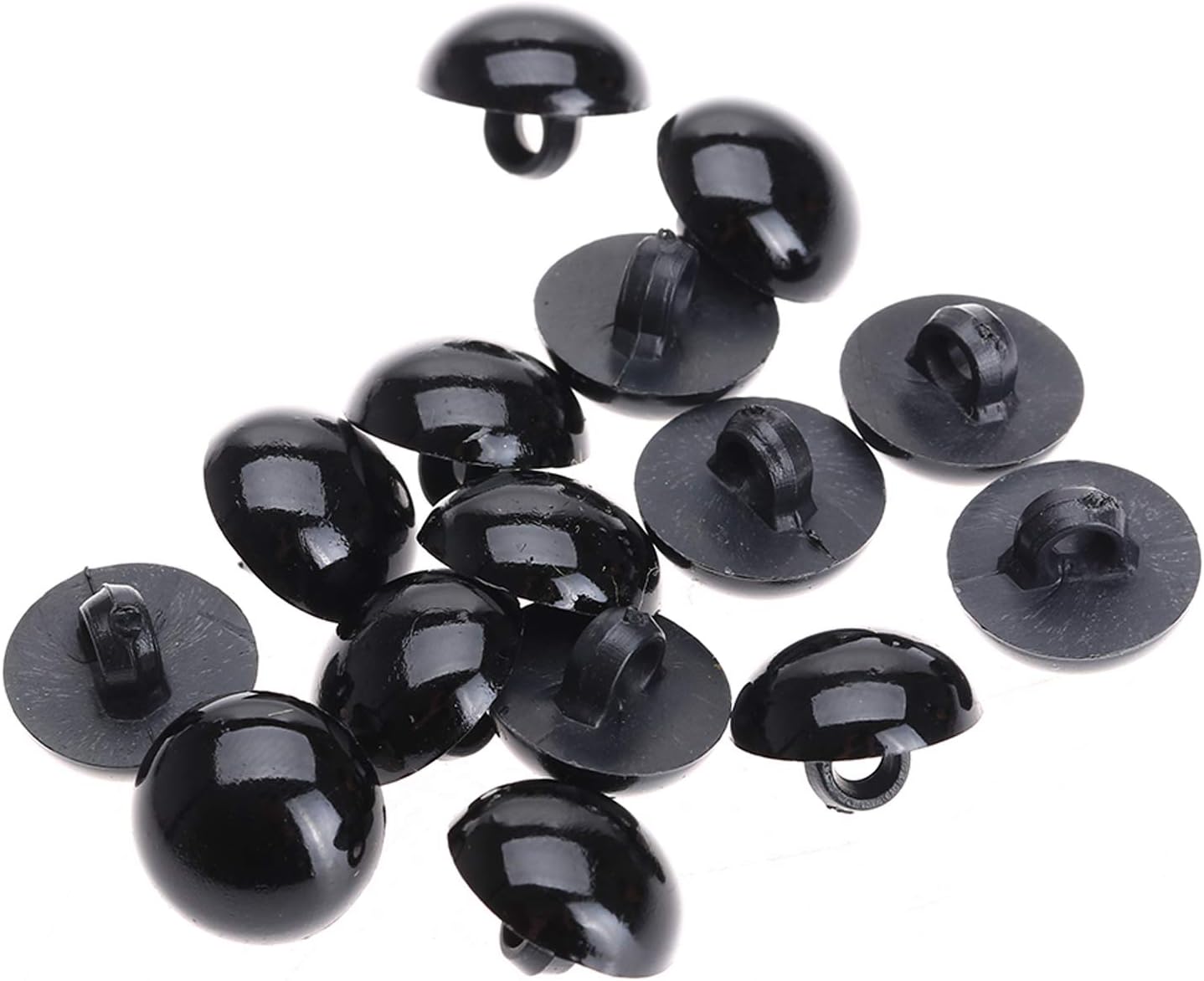 100pcs Black Plastic Safety Eyes – Mushroom Domed Buttons for DIY Amigurumi, Plush Toys, Dolls & Crochet Crafts (Various Sizes 9mm-20mm)