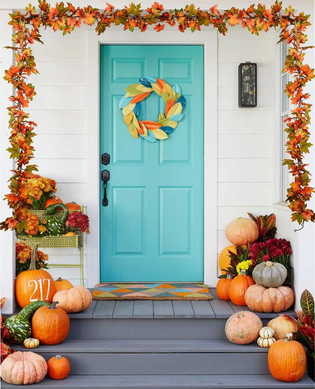 2 Pack Fall Maple Leaf Garland, 6.5Ft/Piece Hanging Vine Artificial