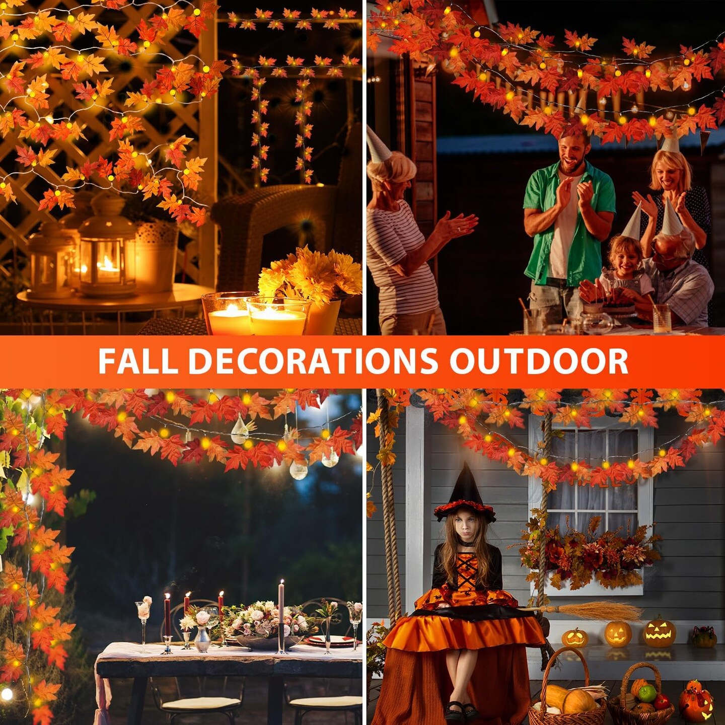 Fall Garland with Lights - 2 PACK