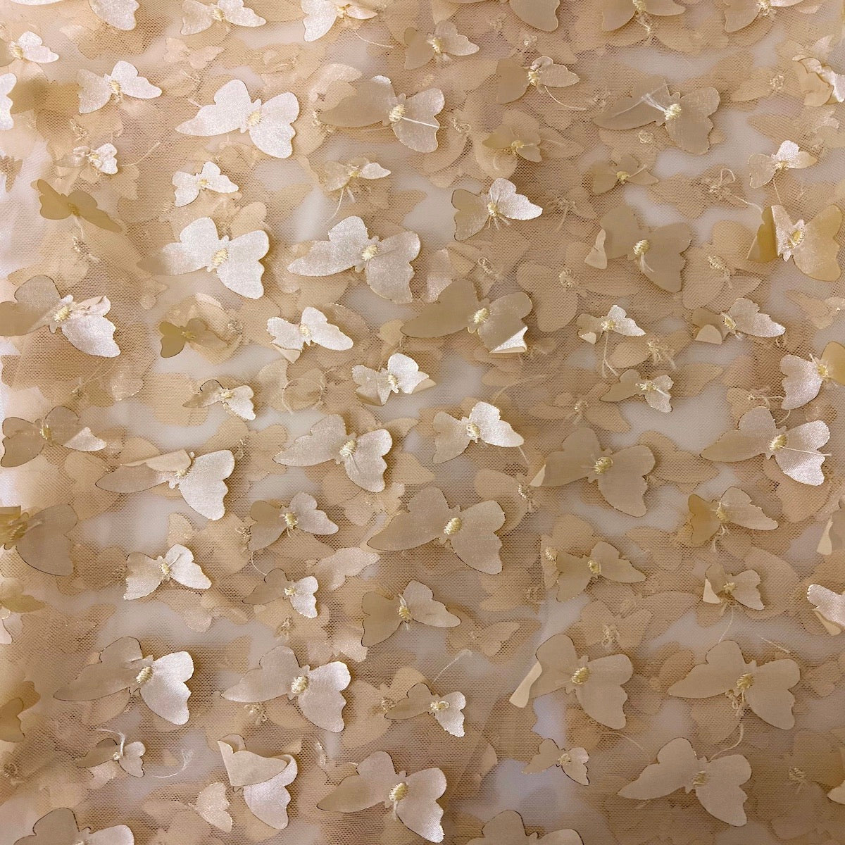 1 Yard 3D Butterfly Embroidered Satin Lace Polyester Fabric Elegant Material 60 Inch Width