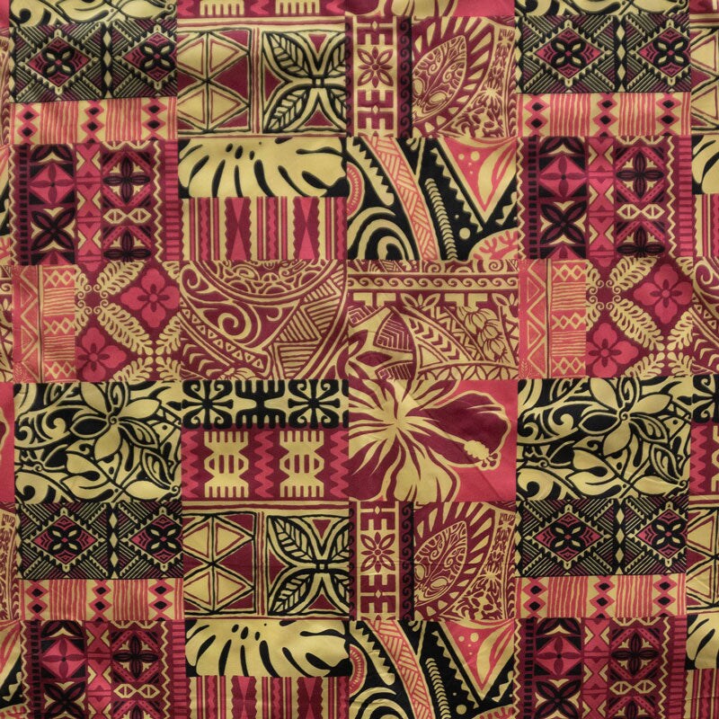 1 Yard Traditional Polynesian Tapa Print Soft Polyester Fabric 60 Inch Width