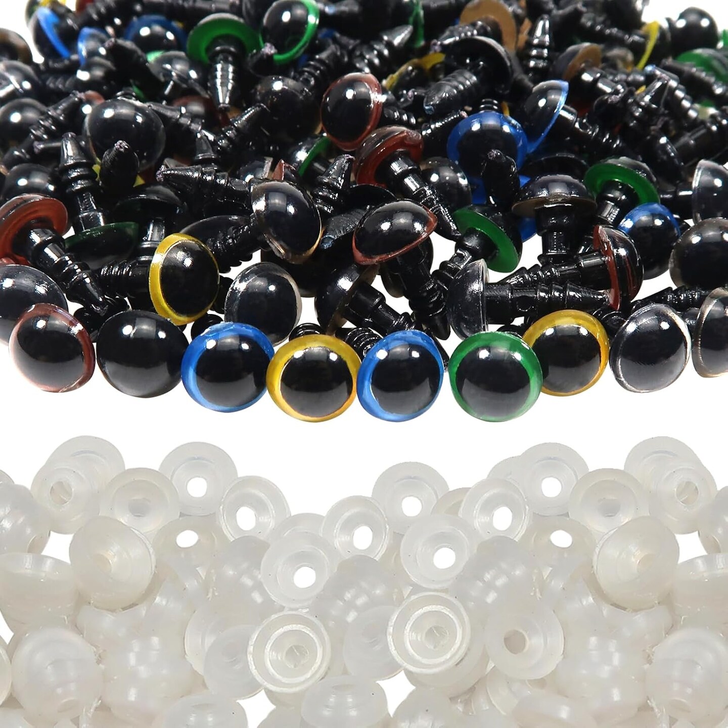 140pcs 8mm Colorful Plastic Safety Eyes with Washers – Craft Eyes for Amigurumis, Dolls, Plush Animals, and Crochet Projects