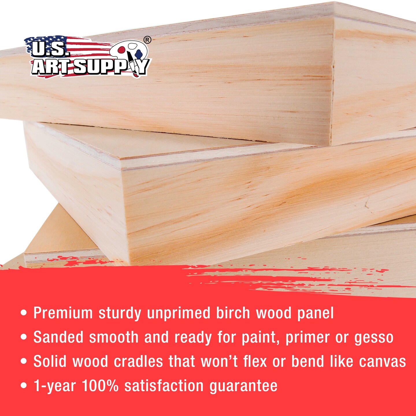Unfinished Birch Wood Canvas Panels for Painting, 3 Pack of 8x16 inch - Artist Gallery 1-1/2&#x22; Deep, Wooden Wall - Mixed-Media Craft, Acrylic, Oil, Encaustic, Paint Pouring