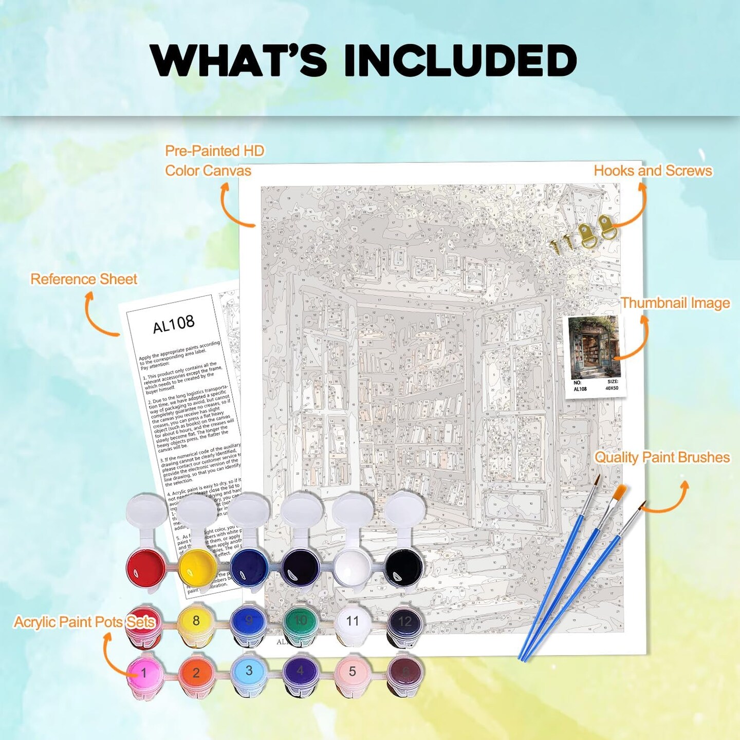 Bookstore Paint by Number Adult,Paint by The Numbers for Adults,16x20inch