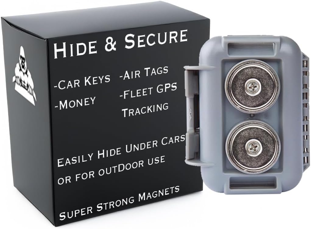 Hide a Key Outside with our Grey Magnetic Box, Our Waterproof Air-Tight Magnetic Key Box for Under Car Stays Secure with 2 Strong Neodymium Magnets