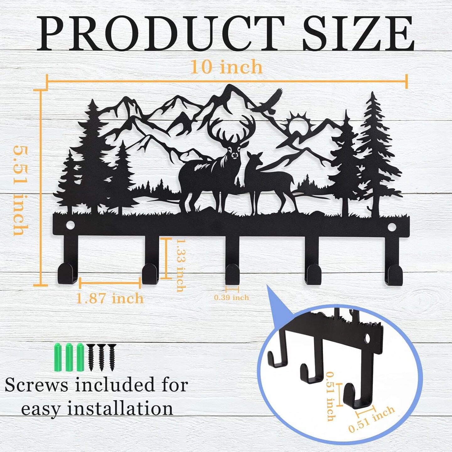 Deer Metal Key Holder for Wall, Key Holder Wall Mount, Key Rack, Key Hooks for Living Room, Hallway, Office