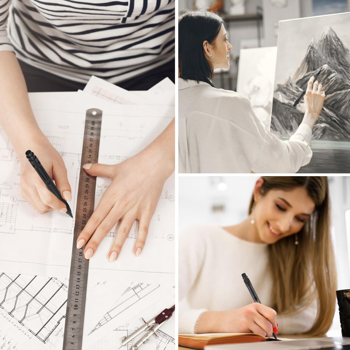 1.3 MM Mechanical Pencil, Weatherproof 2B Dark Lead, Heavy Duty Mechanical Pencil Woodworking Pencils with 20 Lead Refills and 4 Erasers, for Outdoor Marking Drafting Drawing Sketching