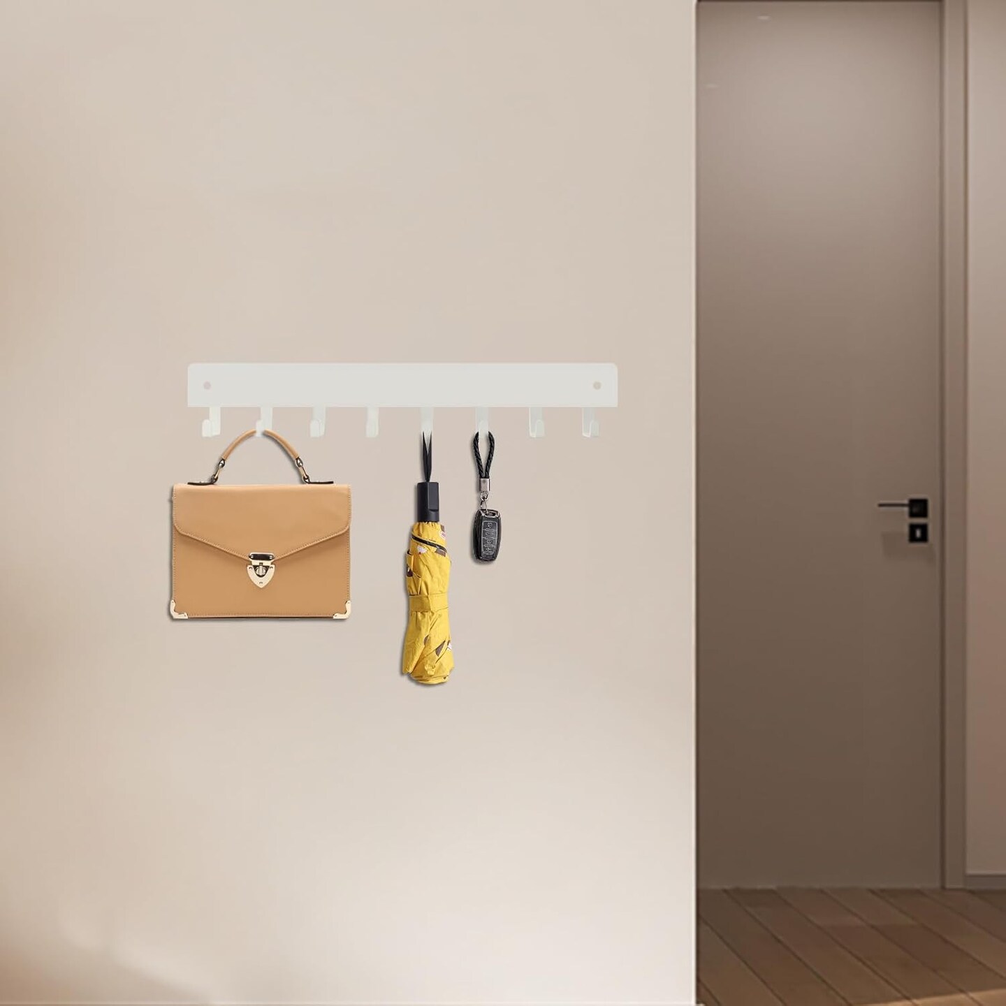 2 Pack Key Holder for Wall, Key Hooks with 8 Hooks Mount Keys on Wall, No Drilling Required, Holders Use for Living Room Kitchen Corridor Decor